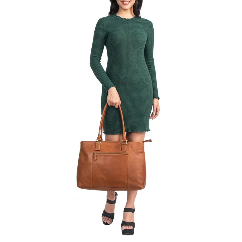 "Marika" Shopper Damen Groß Echtleder mit Laptopfach 15,6 Zoll