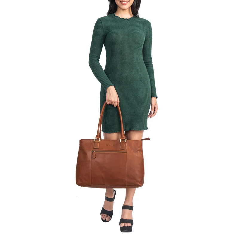 "Marika" Shopper Damen Groß Echtleder mit Laptopfach 15,6 Zoll