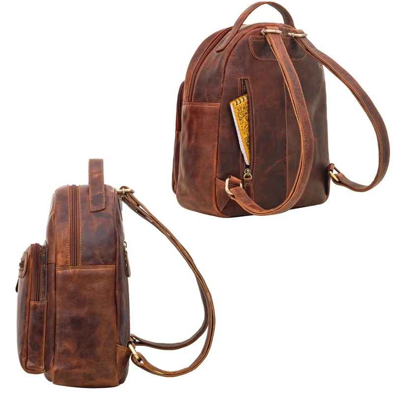 "Kima" Kleiner Rucksack Damen Vintage Leder