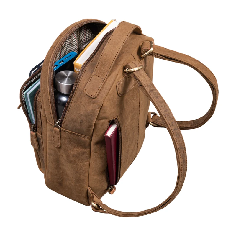 "Kima" Kleiner Rucksack Damen Vintage Leder