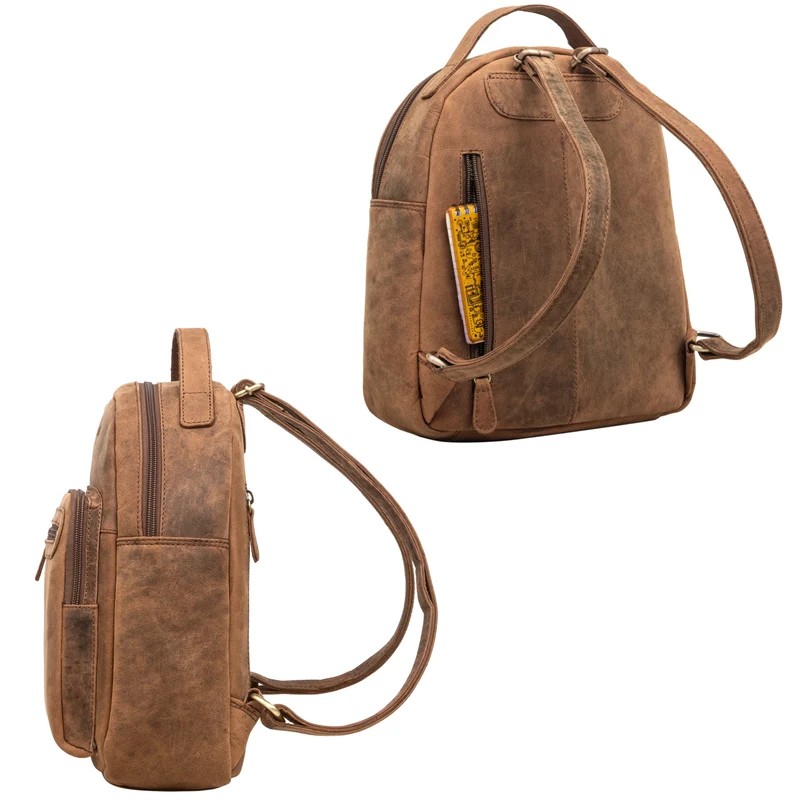 "Kima" Kleiner Rucksack Damen Vintage Leder