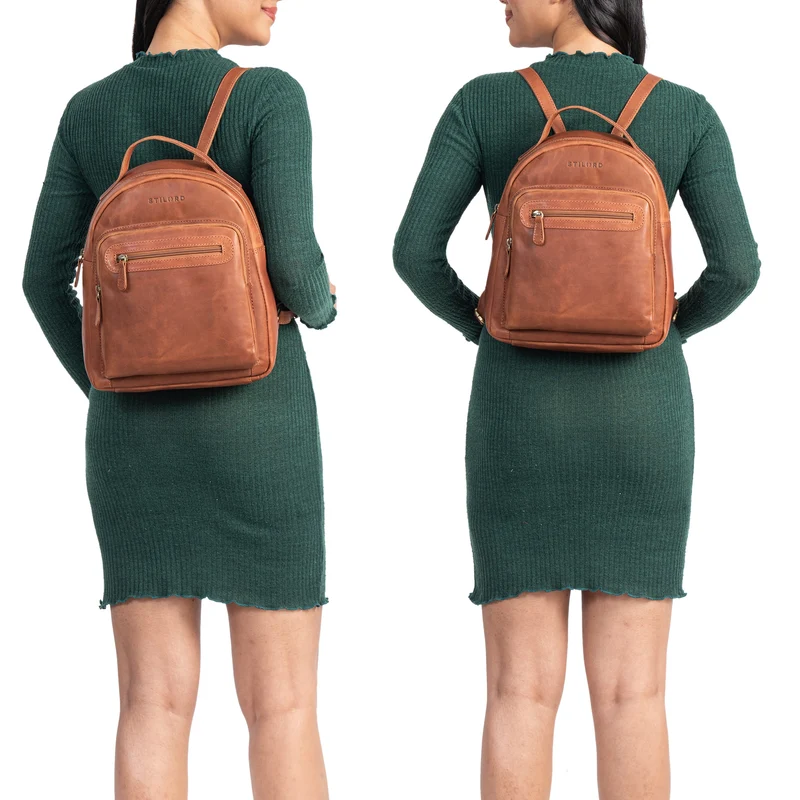 "Kima" Kleiner Rucksack Damen Vintage Leder