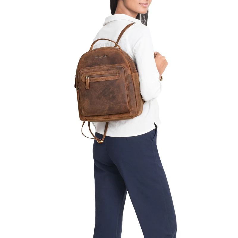 "Kima" Kleiner Rucksack Damen Vintage Leder