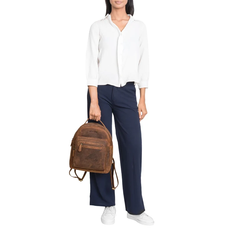 "Kima" Kleiner Rucksack Damen Vintage Leder