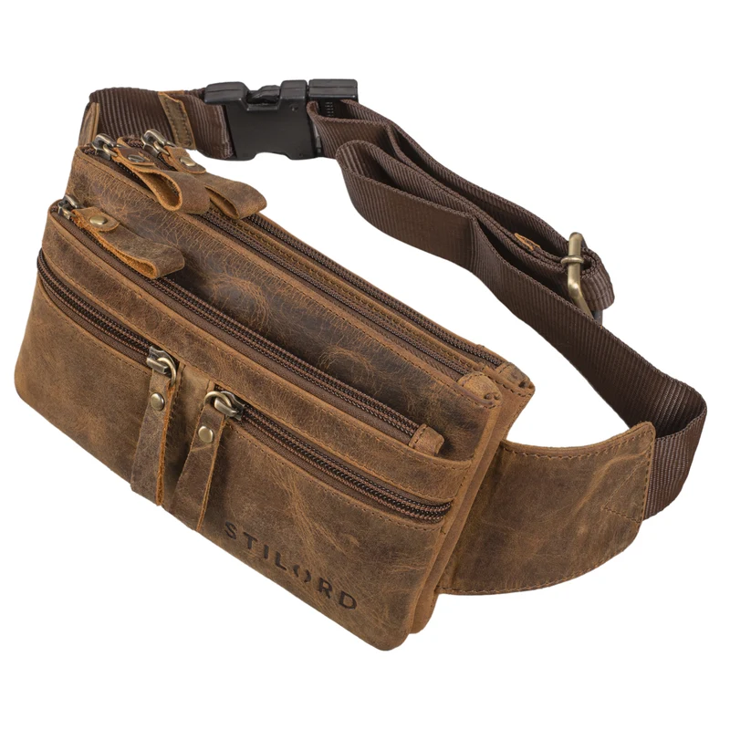 B-WARE "Damian" Große Bauchtasche Leder Vintage