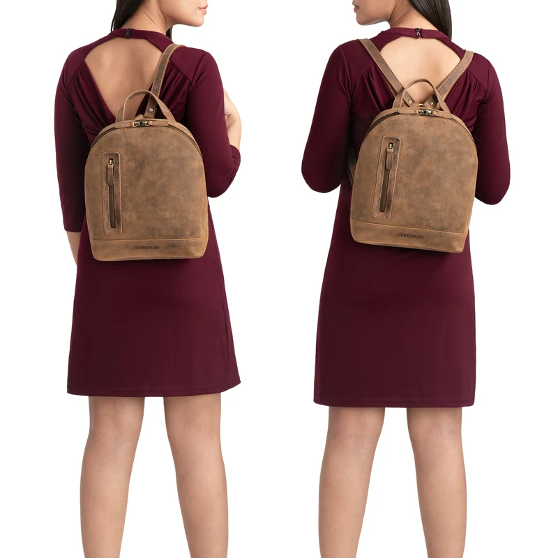 B-WARE "Reed" Lederrucksack Damen Klein