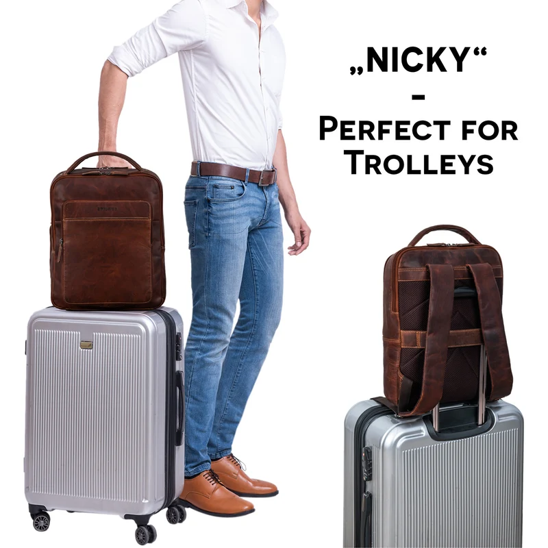 "Nicky" Laptoprucksack 13 Zoll aus echtem Leder Mittel-Groß Unisex