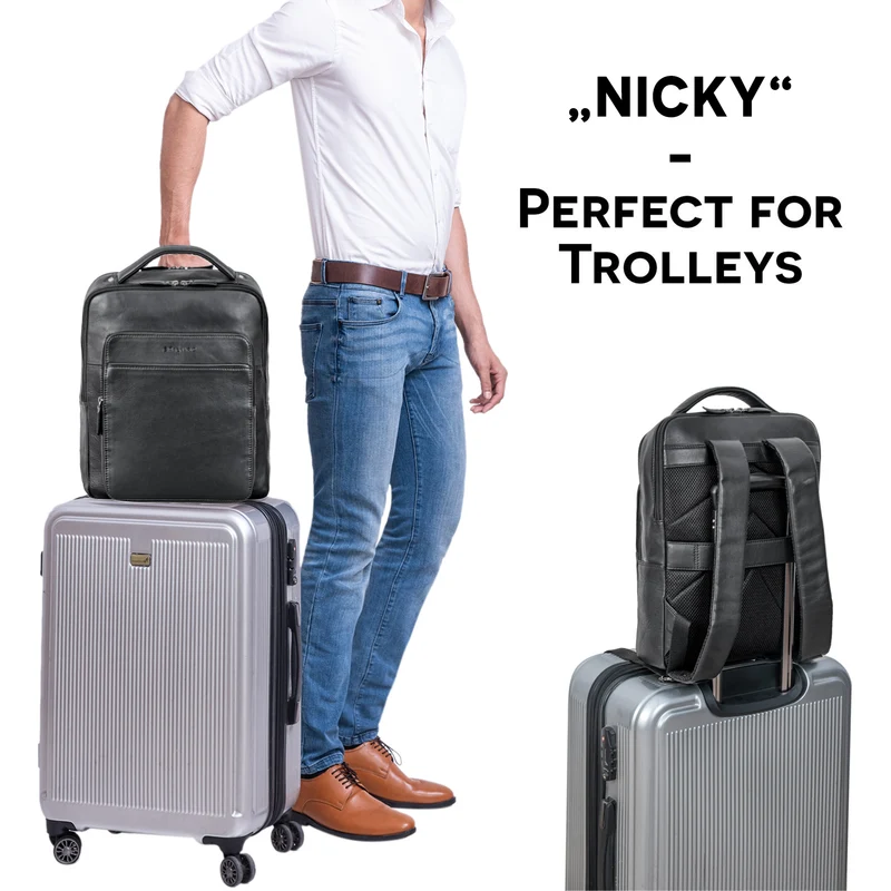 "Nicky" Laptoprucksack 13 Zoll aus echtem Leder Mittel-Groß Unisex