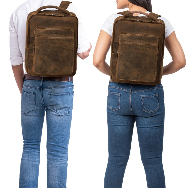 "Nicky" Laptoprucksack 13 Zoll aus echtem Leder Mittel-Groß Unisex