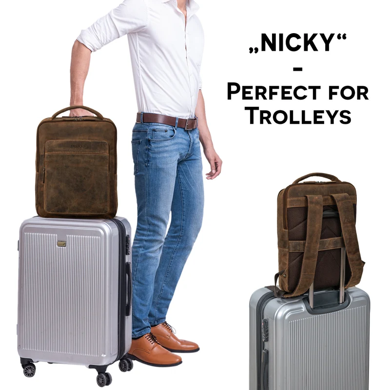 "Nicky" Laptoprucksack 13 Zoll aus echtem Leder Mittel-Groß Unisex
