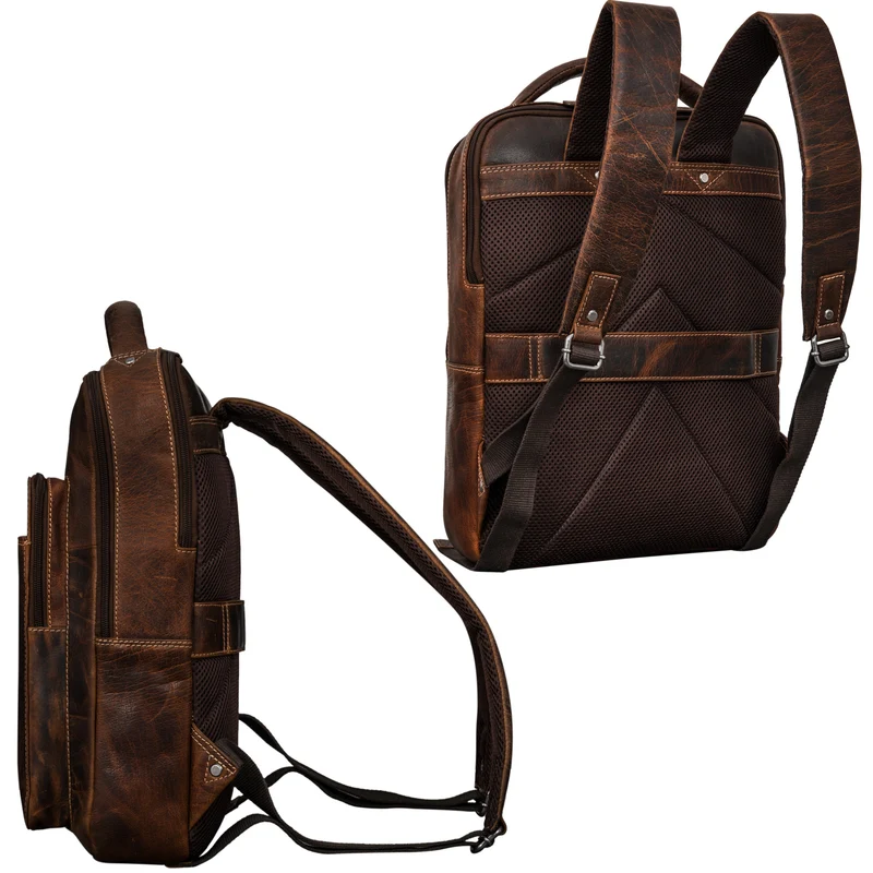 "Nicky" Laptoprucksack 13 Zoll aus echtem Leder Mittel-Groß Unisex