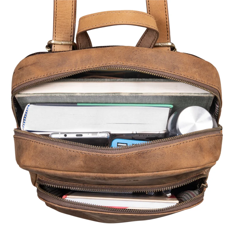 "Jona" Lederrucksack mit Laptopfach 15,6 Zoll Echtleder Herren / Damen