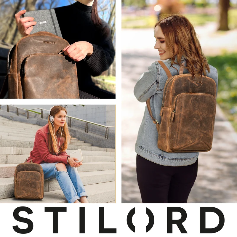 "Jona" Lederrucksack mit Laptopfach 15,6 Zoll Echtleder Herren / Damen