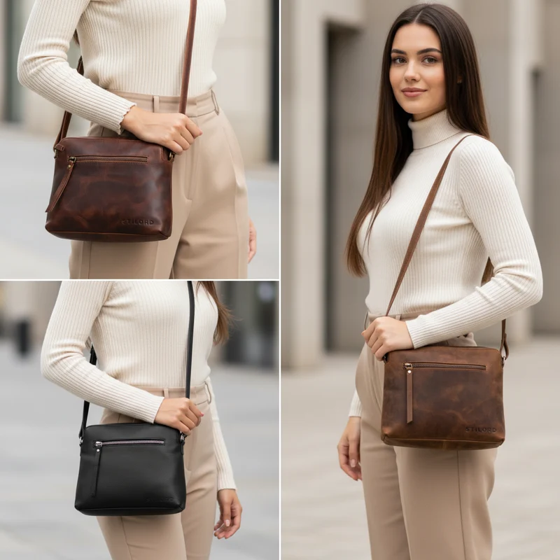 "Hope" Ledertasche Damen Umhängetasche Mittelgroß