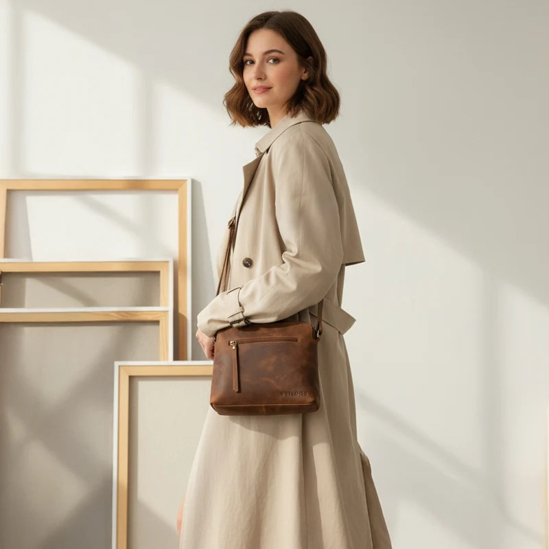 "Hope" Ledertasche Damen Umhängetasche Mittelgroß