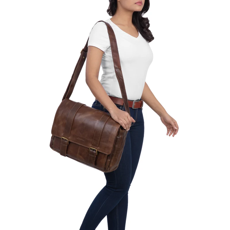 B-WARE "Kai" Messenger Laptop-Tasche Leder