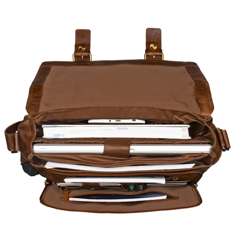 B-WARE "Kai" Messenger Laptop-Tasche Leder