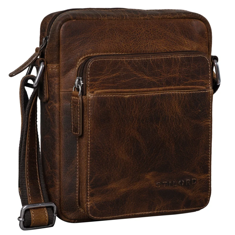 "Vittorio" Moderne Vintage Herrentasche zum Umhängen klein Echtleder