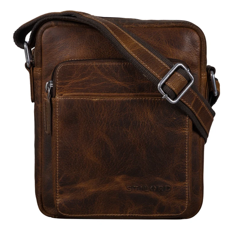 "Vittorio" Moderne Vintage Herrentasche zum Umhängen klein Echtleder