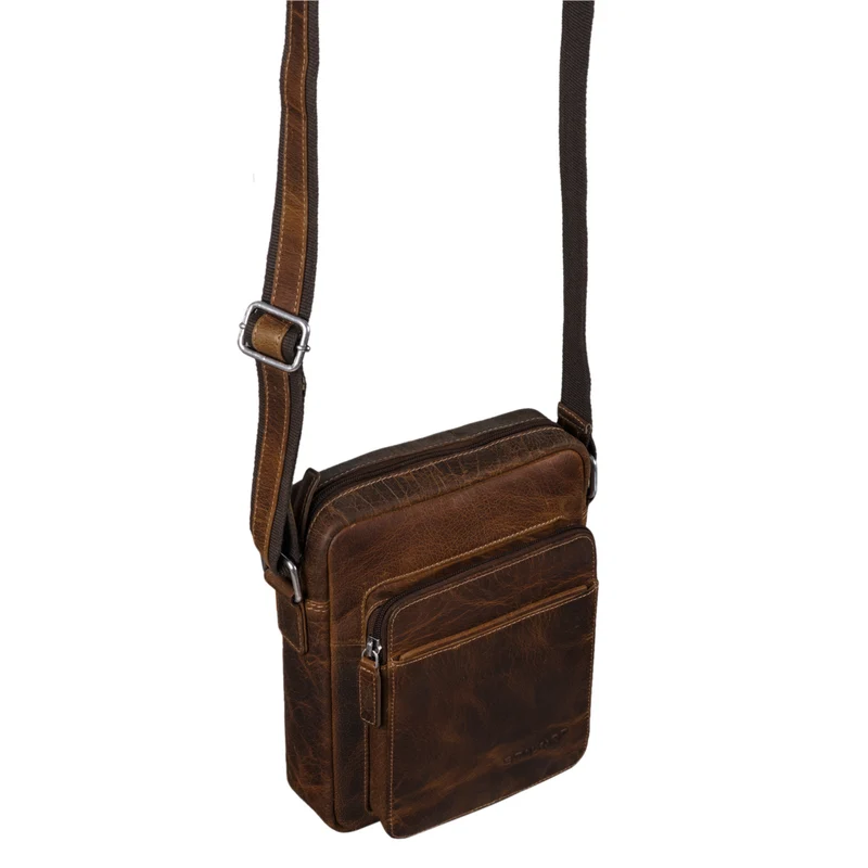 "Vittorio" Moderne Vintage Herrentasche zum Umhängen klein Echtleder