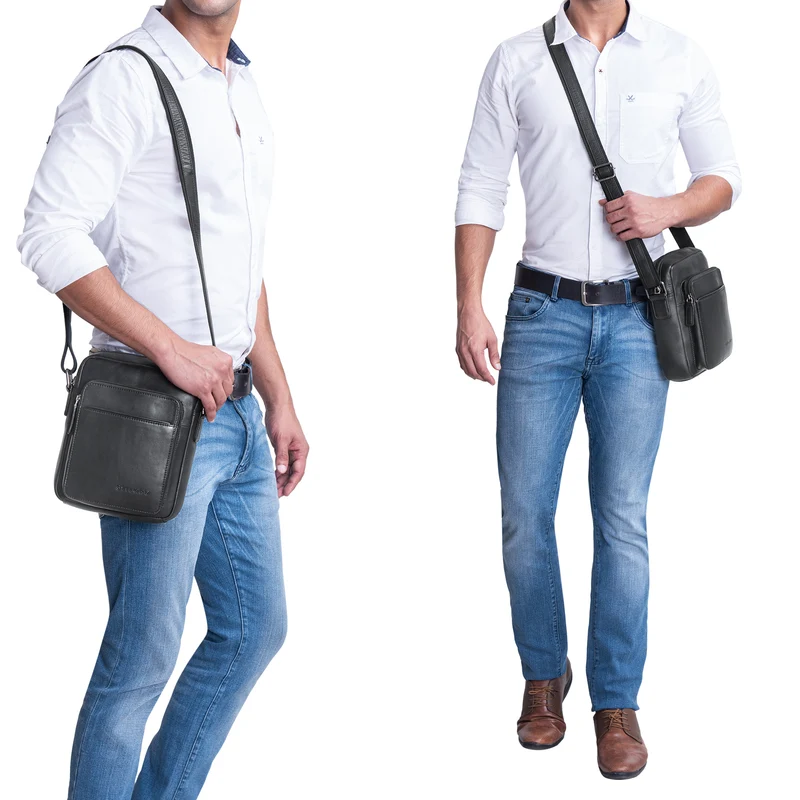 "Vittorio" Moderne Vintage Herrentasche zum Umhängen klein Echtleder
