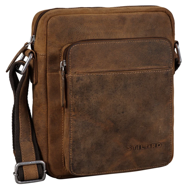 "Vittorio" Moderne Vintage Herrentasche zum Umhängen klein Echtleder