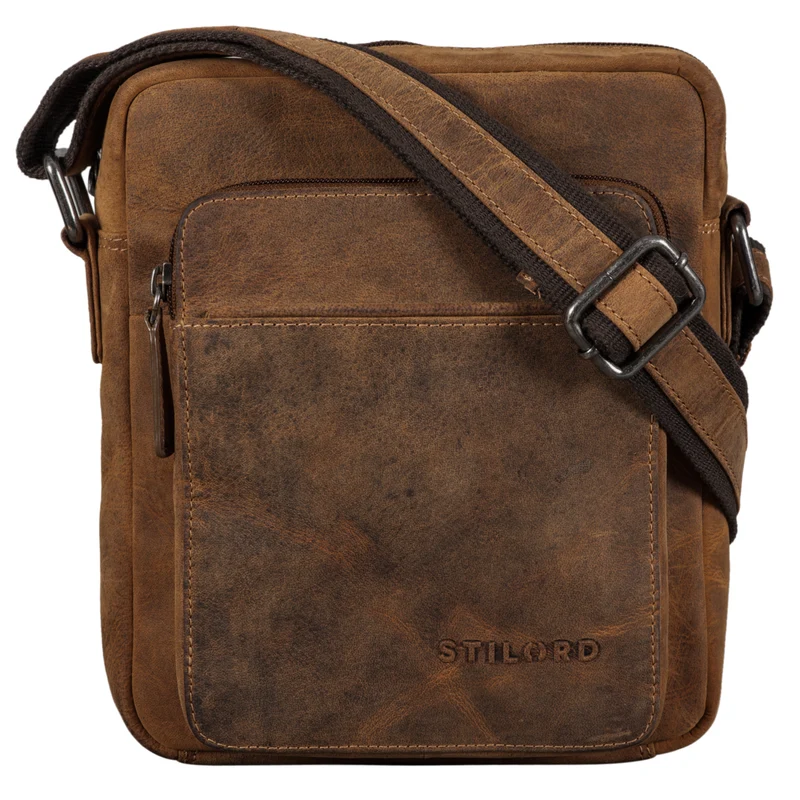 "Vittorio" Moderne Vintage Herrentasche zum Umhängen klein Echtleder