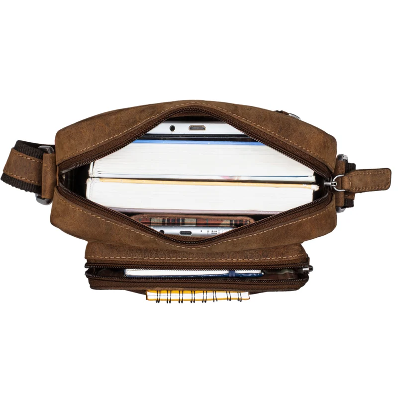 "Vittorio" Moderne Vintage Herrentasche zum Umhängen klein Echtleder