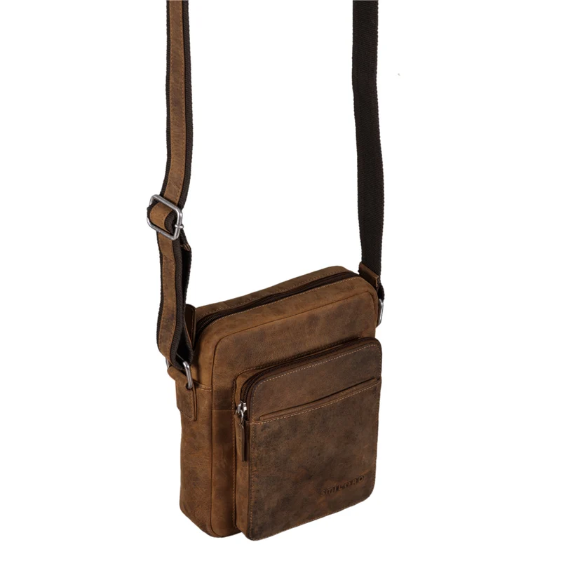"Vittorio" Moderne Vintage Herrentasche zum Umhängen klein Echtleder