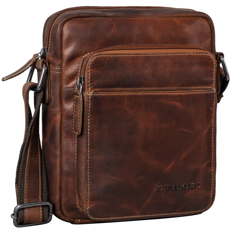 "Vittorio" Moderne Vintage Herrentasche zum Umhängen klein Echtleder