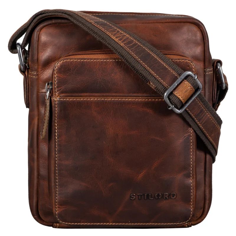 "Vittorio" Moderne Vintage Herrentasche zum Umhängen klein Echtleder