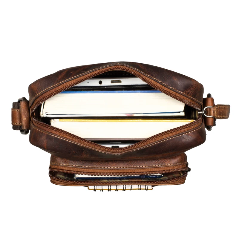 "Vittorio" Moderne Vintage Herrentasche zum Umhängen klein Echtleder