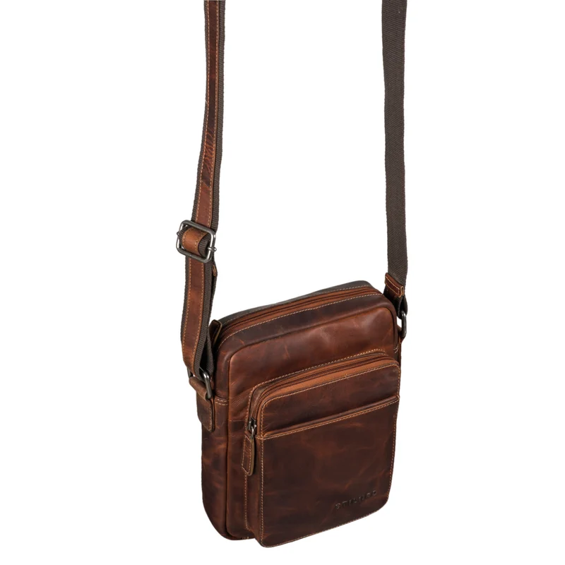 "Vittorio" Moderne Vintage Herrentasche zum Umhängen klein Echtleder