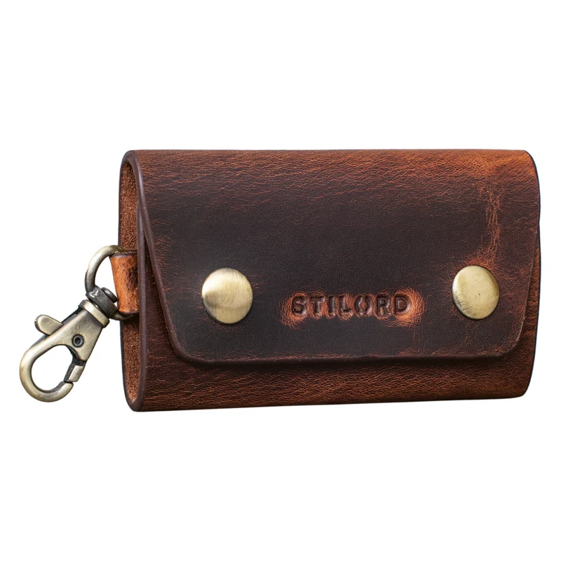 "Atticus" Echtleder Schlüsselmappe mit Karabiner