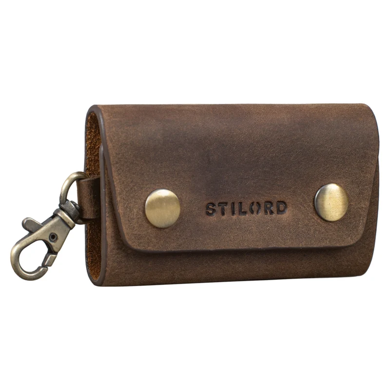 "Atticus" Echtleder Schlüsselmappe mit Karabiner