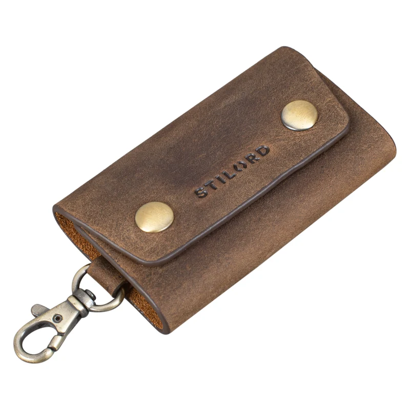 "Atticus" Echtleder Schlüsselmappe mit Karabiner