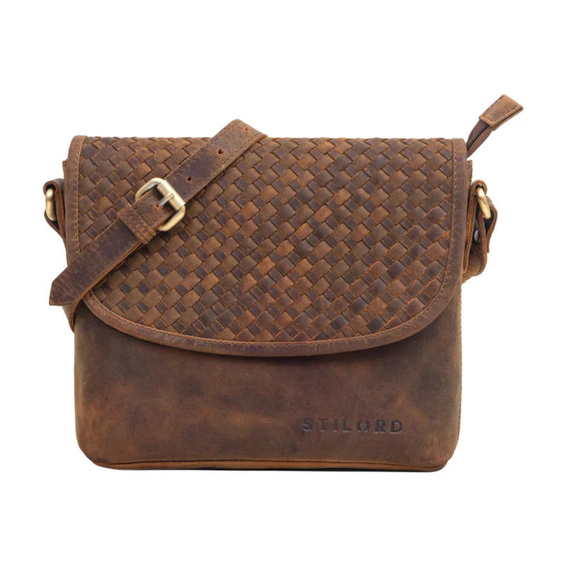 "Nika" Crossbody Bag Damen Leder geflochten