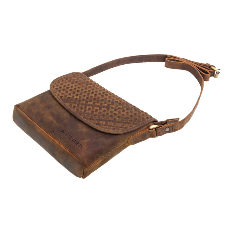 "Nika" Crossbody Bag Damen Leder geflochten