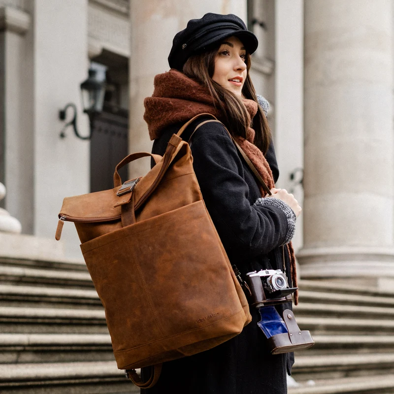 STILORD "Hudson" Rolltop Rucksack Leder