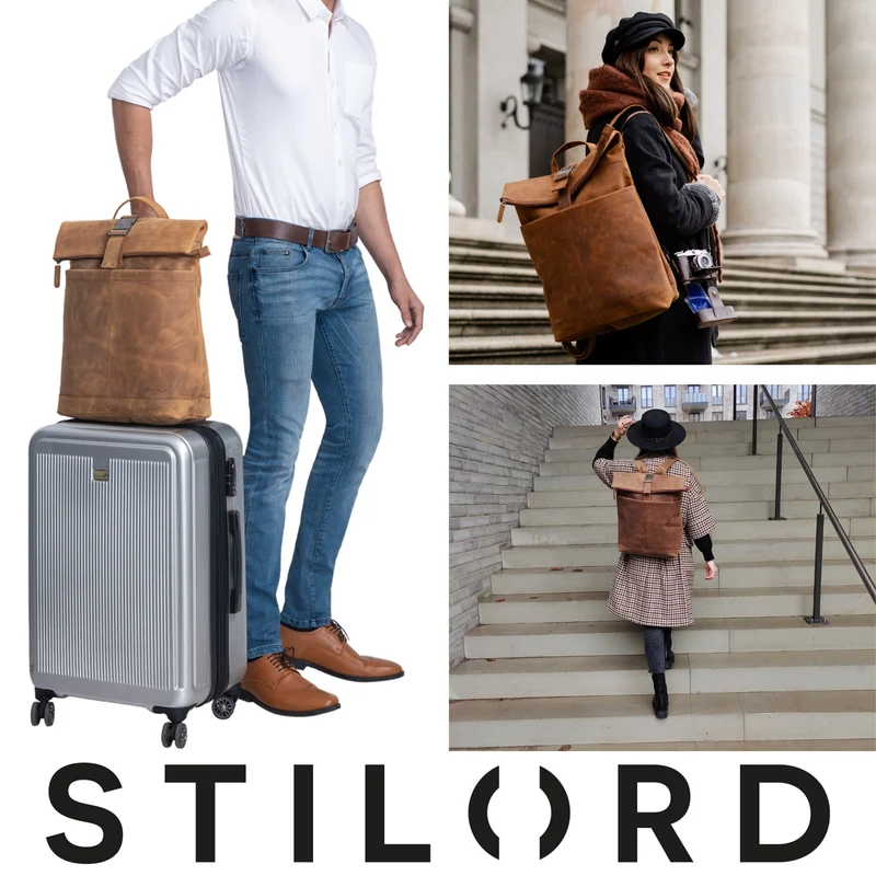 STILORD "Hudson" Rolltop Rucksack Leder