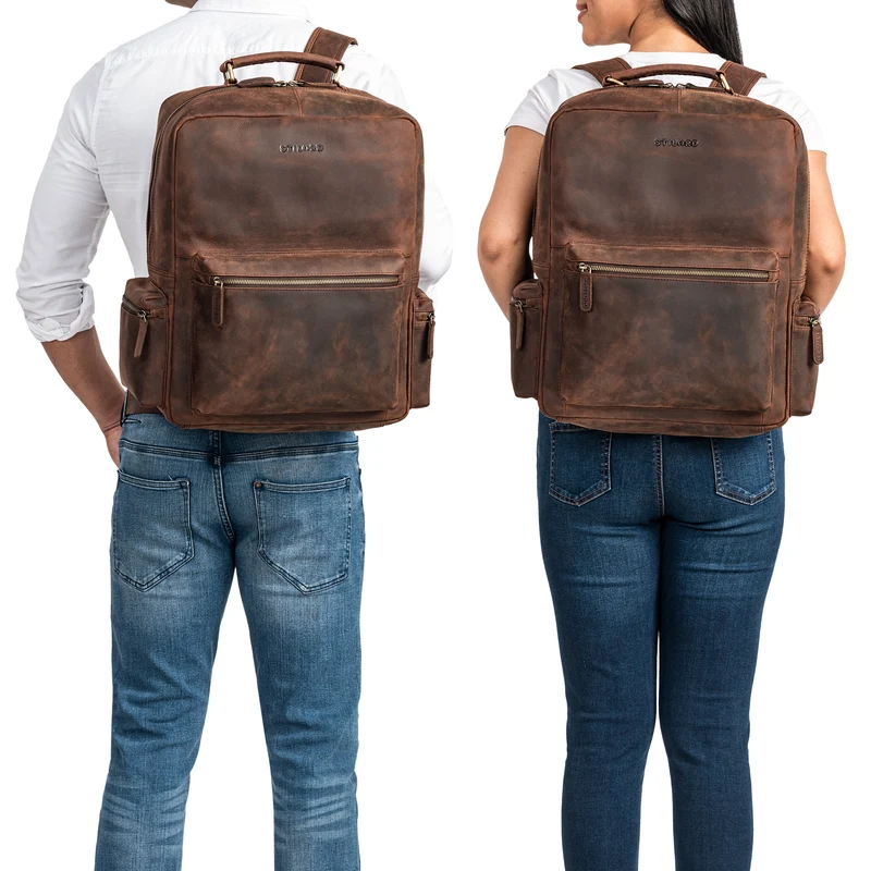 "Isa" Business-Rucksack Herren Leder Laptop-Rucksack Damen 19 Zoll