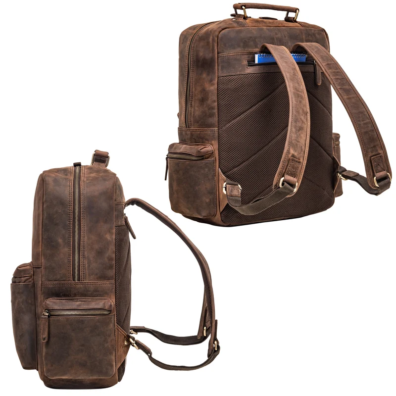 "Isa" Business-Rucksack Herren Leder Laptop-Rucksack Damen 19 Zoll