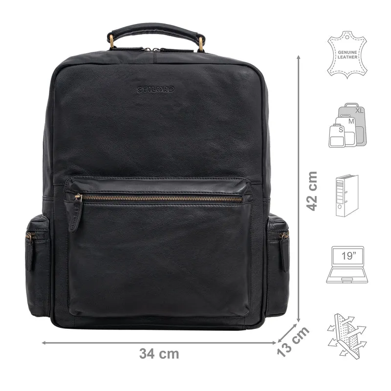 "Isa" Business-Rucksack Herren Leder Laptop-Rucksack Damen 19 Zoll