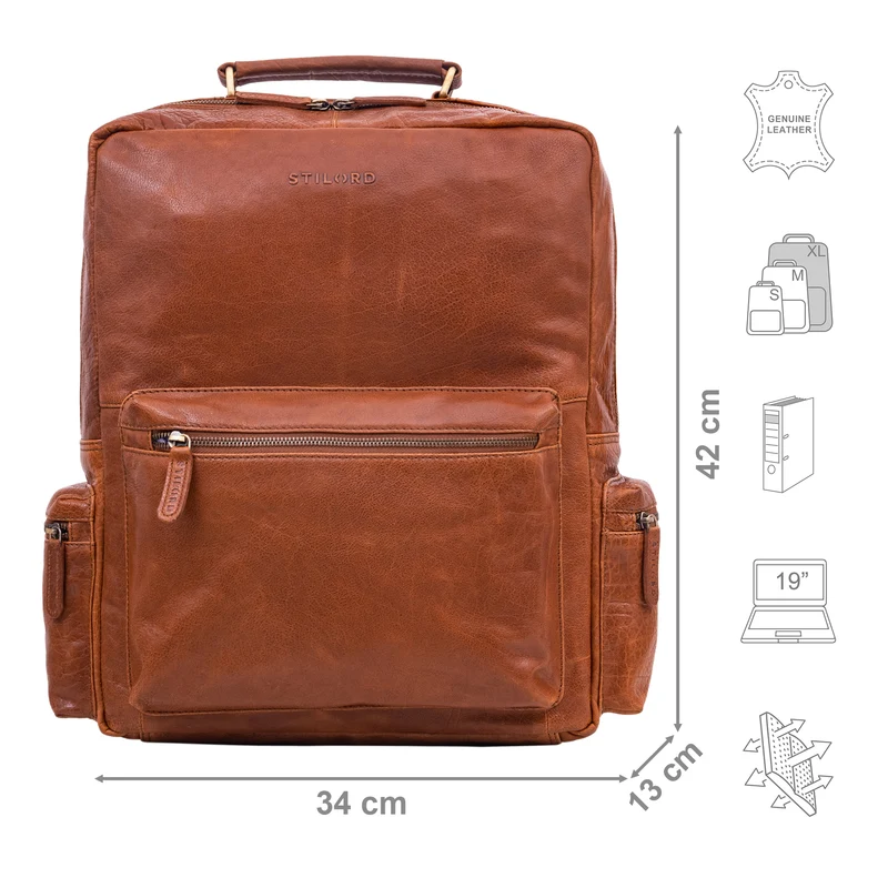 "Isa" Business-Rucksack Herren Leder Laptop-Rucksack Damen 19 Zoll
