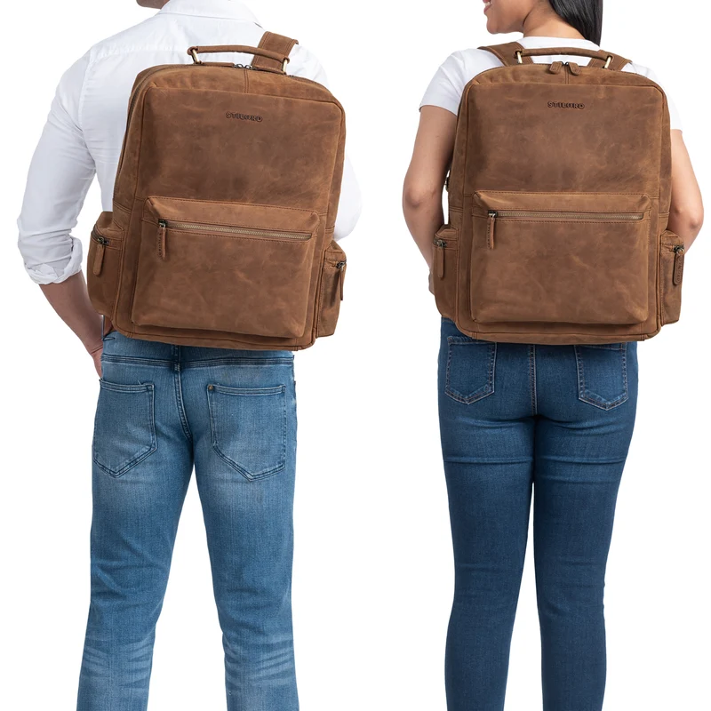 "Isa" Business-Rucksack Herren Leder Laptop-Rucksack Damen 19 Zoll
