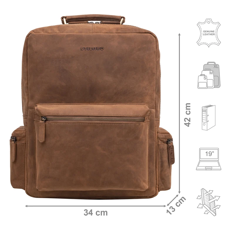 "Isa" Business-Rucksack Herren Leder Laptop-Rucksack Damen 19 Zoll