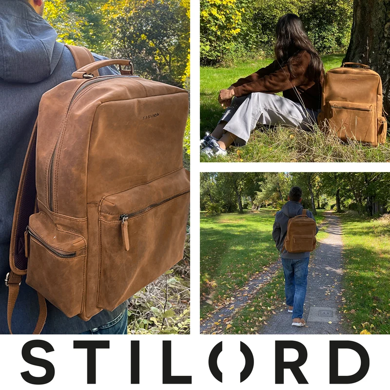 "Isa" Business-Rucksack Herren Leder Laptop-Rucksack Damen 19 Zoll