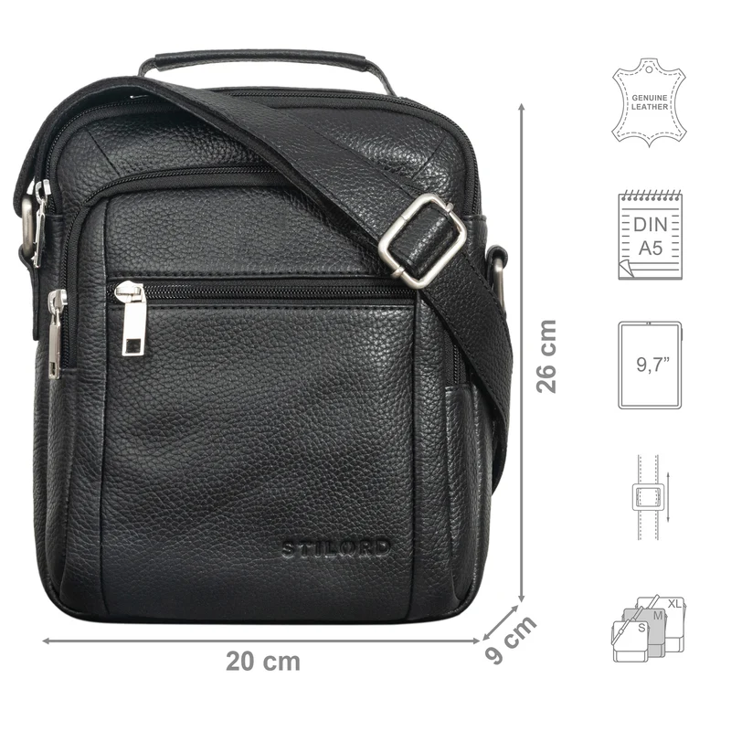 "Lucky" Umhängetasche Herren Klein Leder Handtasche