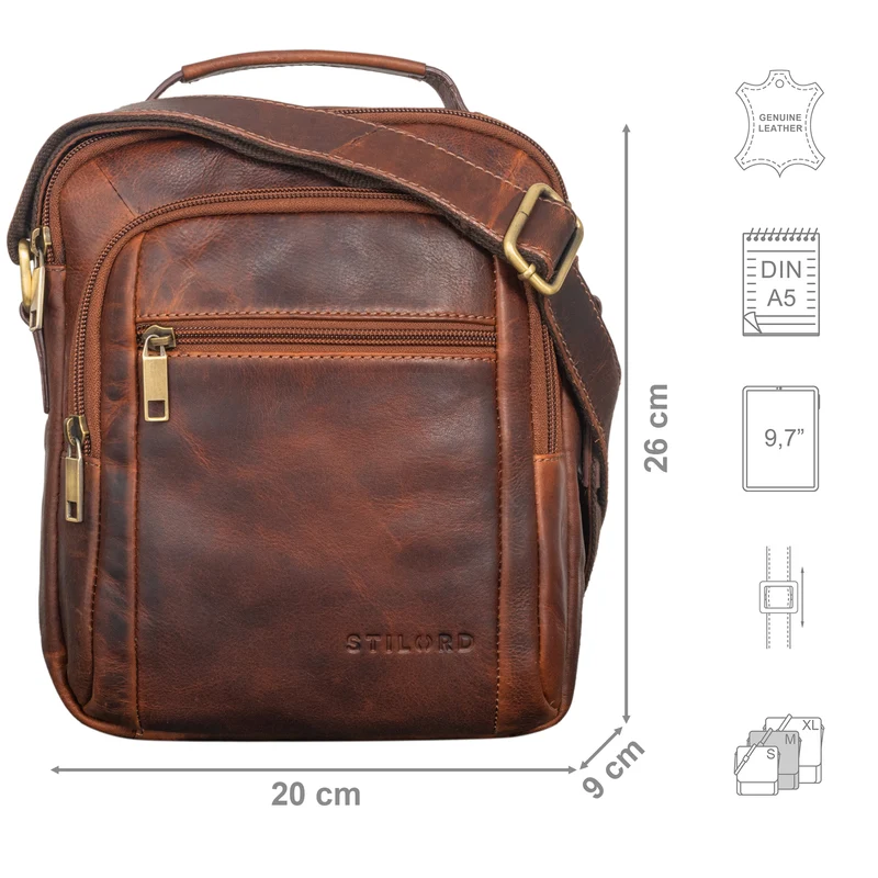 "Lucky" Umhängetasche Herren Klein Leder Handtasche