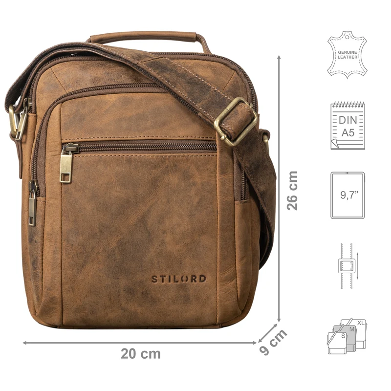"Lucky" Umhängetasche Herren Klein Leder Handtasche